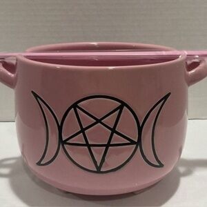 Dolls Kill Pink Black Pentagon Dark Of Night Gothic Soup Bowl W/Chop Sticks‎ NIB